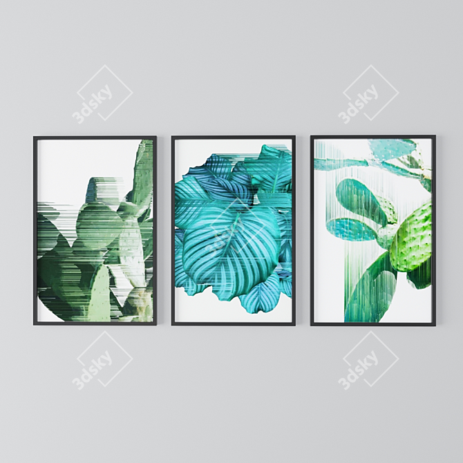 Botanical Bliss: Set of 5 Plant Paintings 3D model image 2