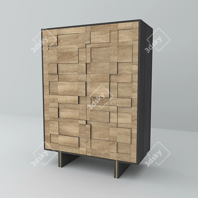 European Oak Veneer Curbstone by Erwan Peron 3D model image 1