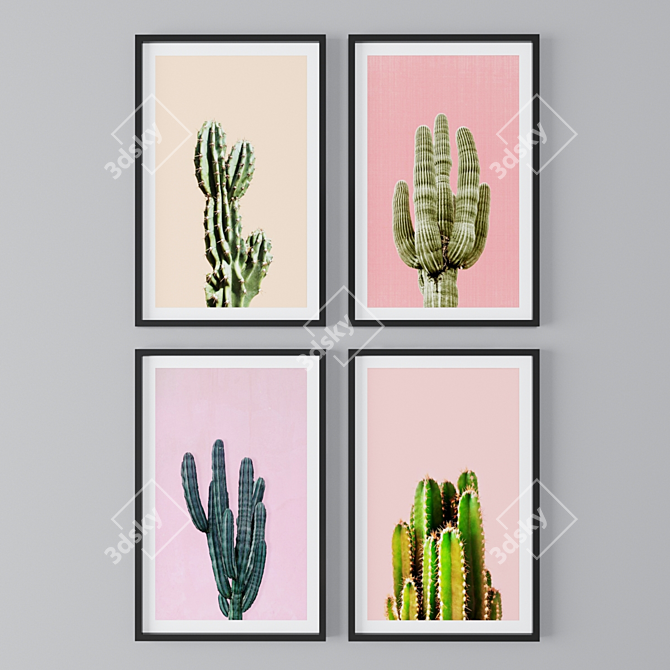 Cactus Vibes: Botanical Theme Paintings 3D model image 1