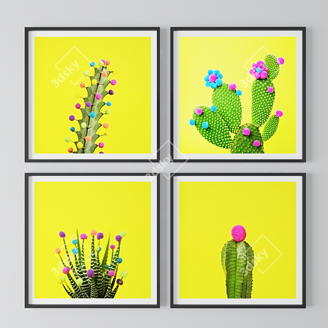 Cactus Vibes: Botanical Theme Paintings 3D model image 2