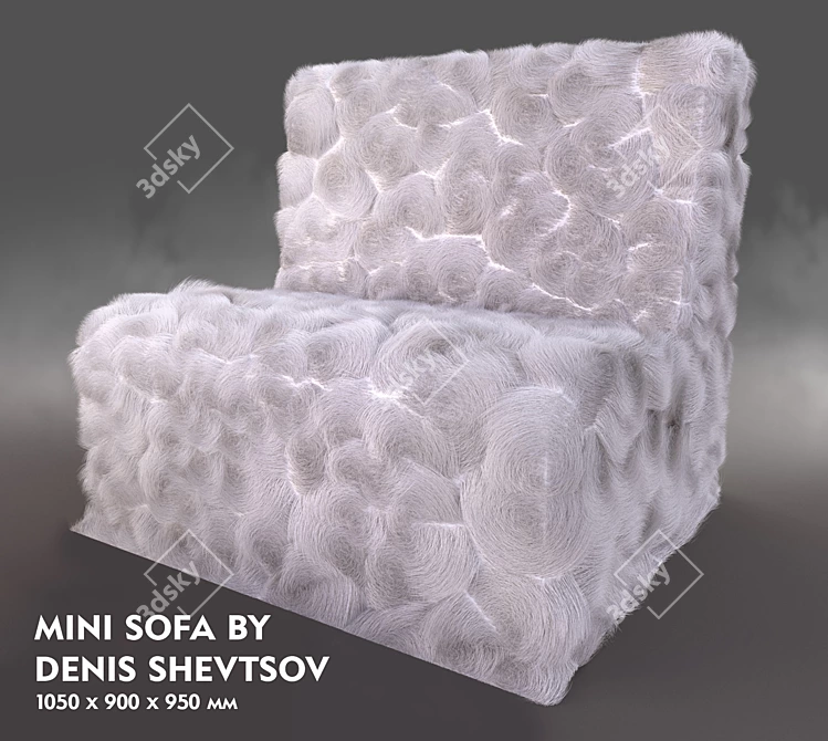 Fuzzy Mini Sofa: Hair and Fur 3D model image 2