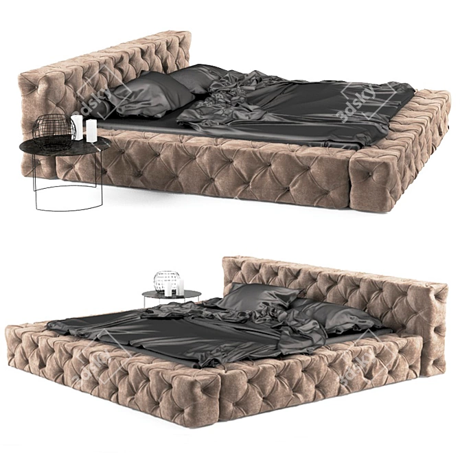 Soho Tufted Fabric Bed 3D model image 1