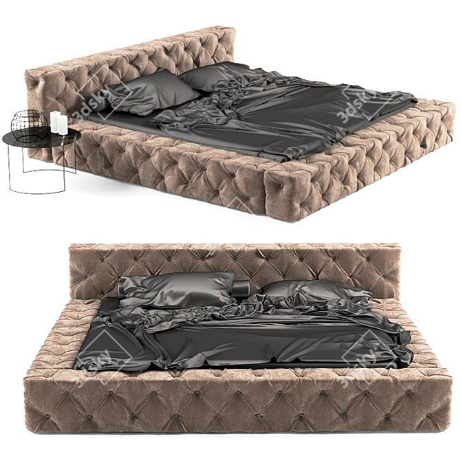 Soho Tufted Fabric Bed 3D model image 2