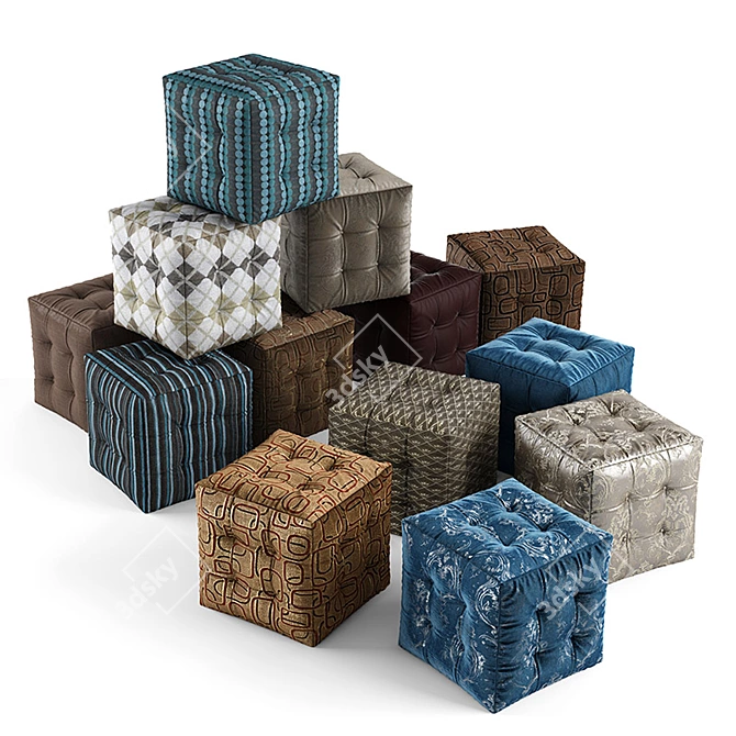 Versatile Pouf Set 3D model image 1