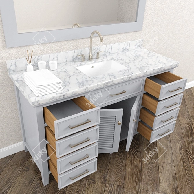 Ariel Kensington 61" Vanity 3D model image 2