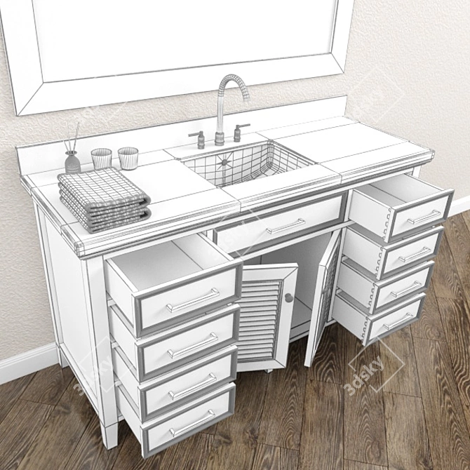 Ariel Kensington 61" Vanity 3D model image 3