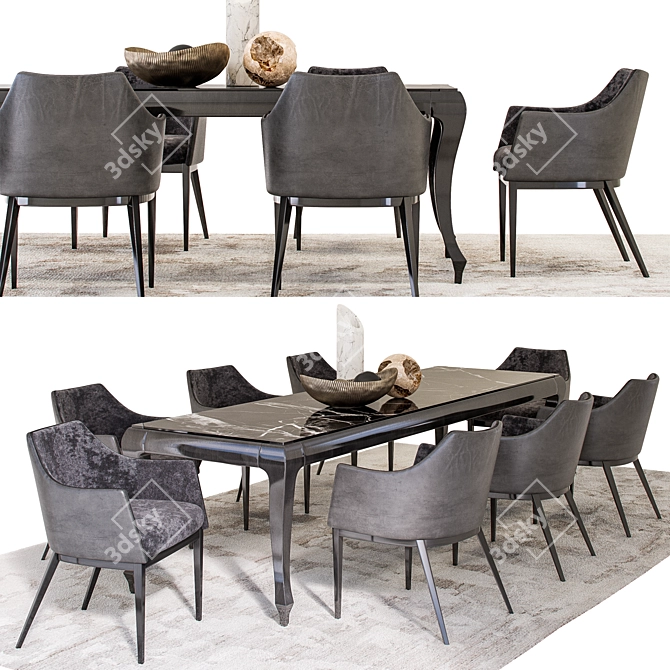 Elegant Dining Set: ALBERT-ONE Chair & NEW YORK Table 3D model image 1