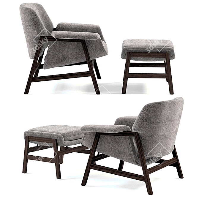 Agnese Tacchini Armchair & Giulia Tacchini Ottoman 3D model image 3