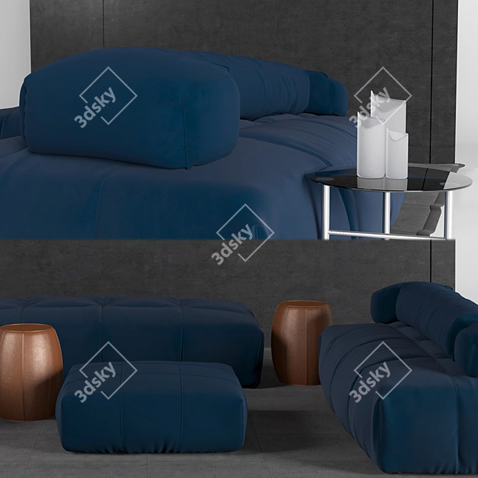 Modern TurboSmooth Sofa in 3DSMax 3D model image 3