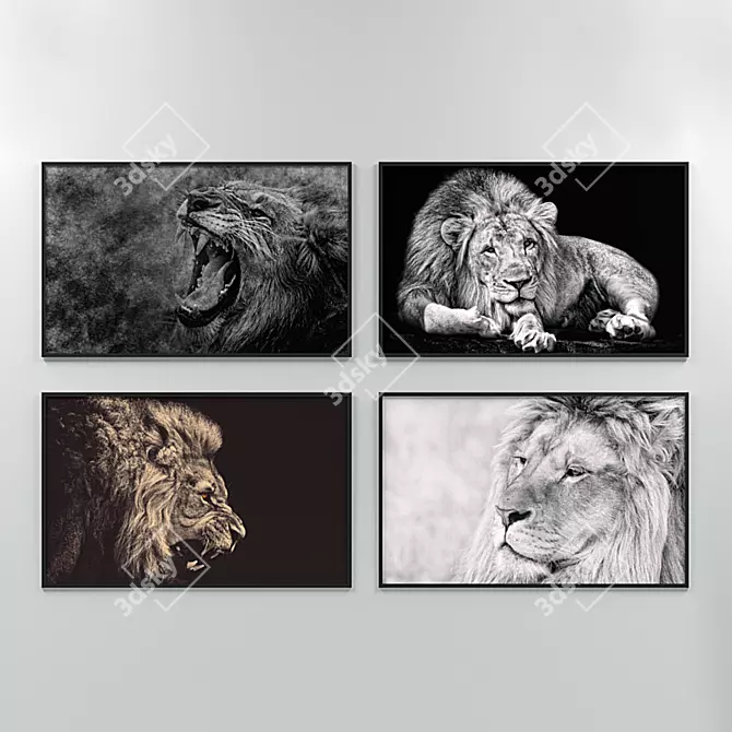 Abstract Lion Paintings 3D model image 1