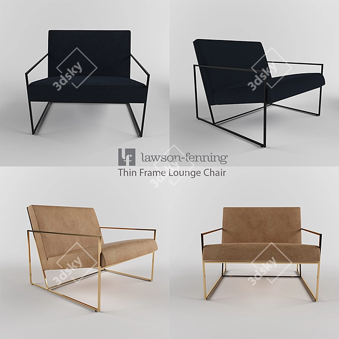 Sleek Metal Lounge Chair 3D model image 1