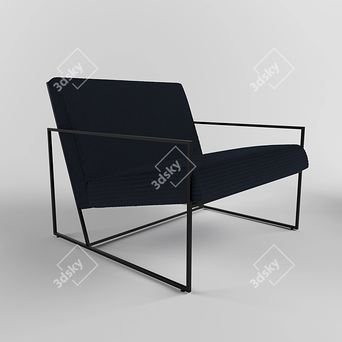 Sleek Metal Lounge Chair 3D model image 2