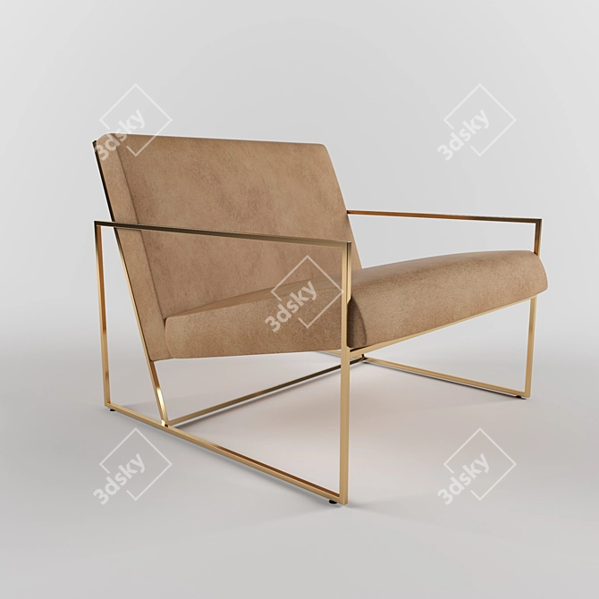 Sleek Metal Lounge Chair 3D model image 3