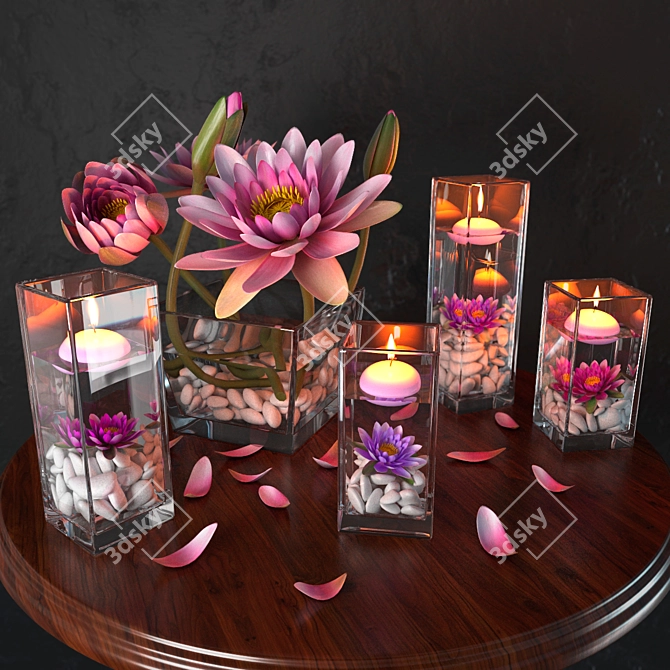 Floating Water Lily Candles 3D model image 1