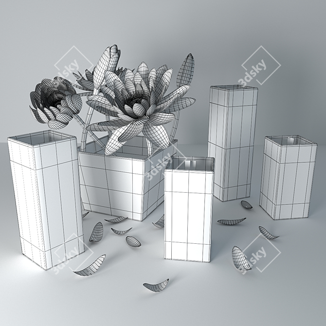 Floating Water Lily Candles 3D model image 2