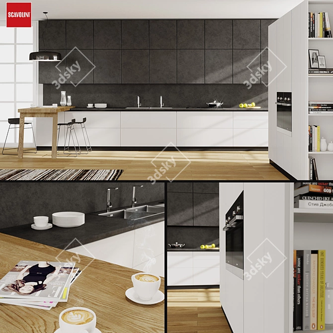 Scavolini Scenery Kitchen: Elegant Design with High-Quality Accessories 3D model image 1