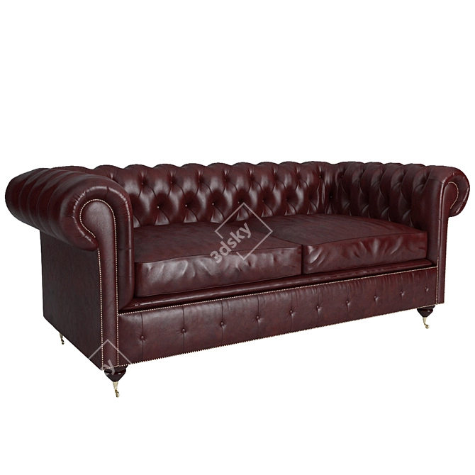 Modular Leather Chesterfield Sofa 3D model image 1