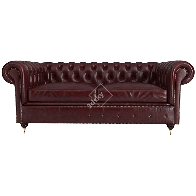 Modular Leather Chesterfield Sofa 3D model image 2