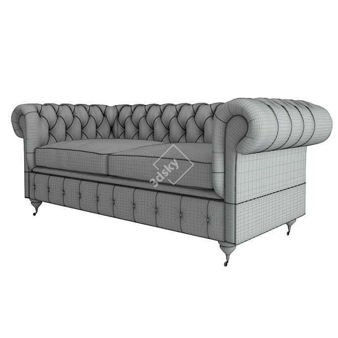 Modular Leather Chesterfield Sofa 3D model image 3