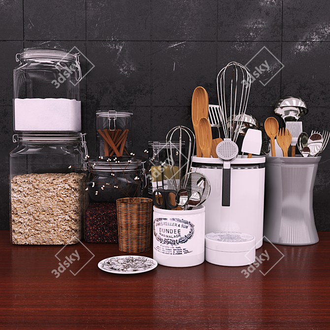 Premium Kitchen Accessories Set 3D model image 1