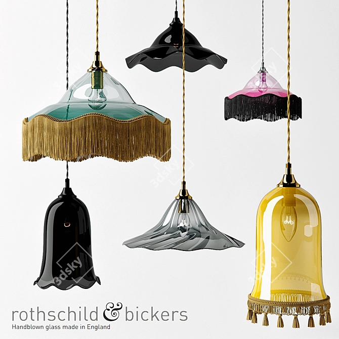 Elegant Handmade Glass Pendant Lamps 3D model image 1