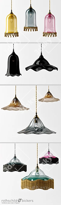 Elegant Handmade Glass Pendant Lamps 3D model image 2