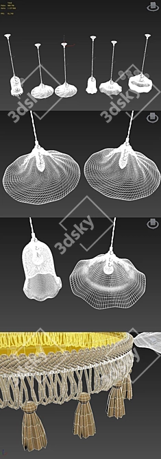 Elegant Handmade Glass Pendant Lamps 3D model image 3