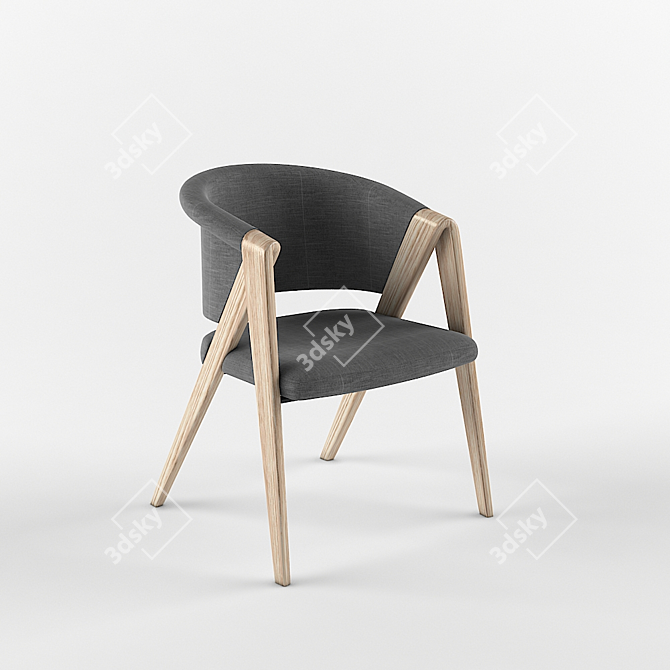 Graceful Loop Wood Chair 3D model image 1