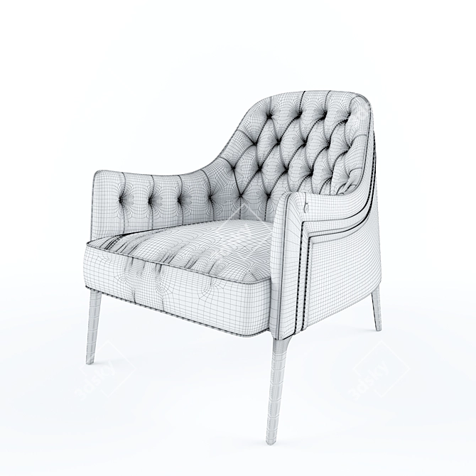 Luxurious Bergere Capitonne Chair 3D model image 3