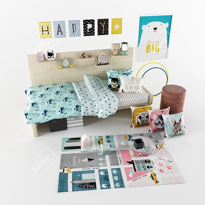 Playful H&M Kids Room Decor 3D model image 3