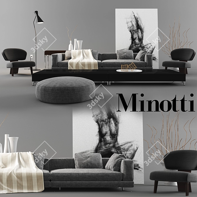 Minotti Set 02: Perfectly Designed Modern Living 3D model image 1