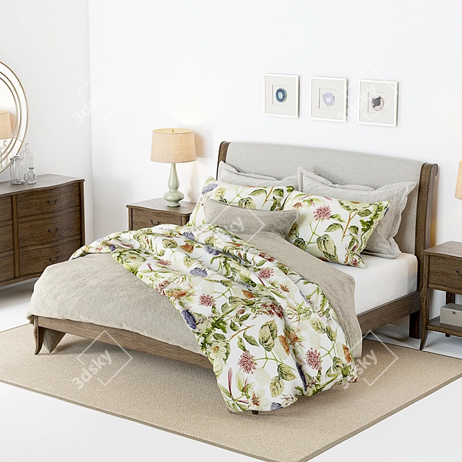 Elegant Calistoga Bed Set 3D model image 2