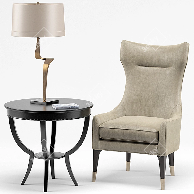 Gina Wing Chair, Thad Table Lamp, Scheffield End Table 3D model image 1