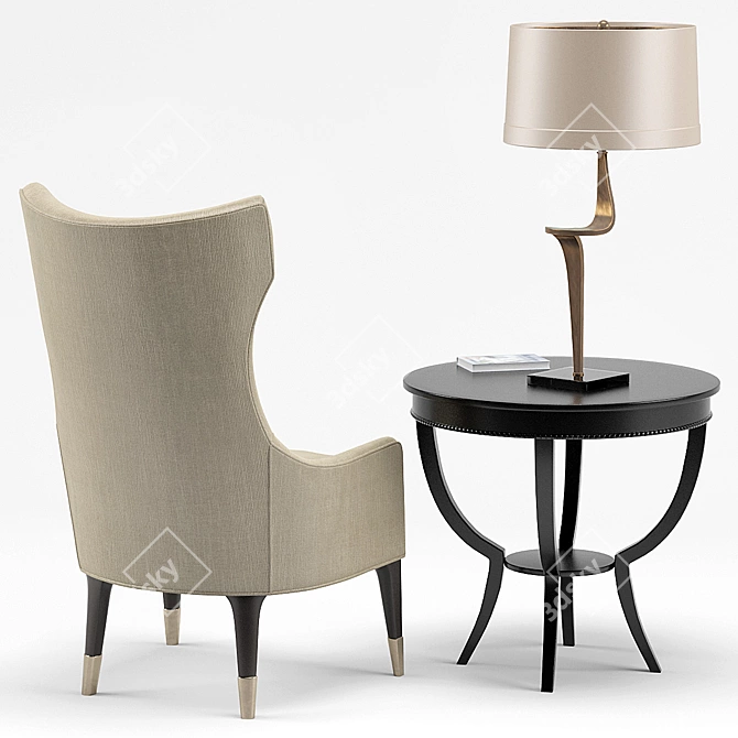 Gina Wing Chair, Thad Table Lamp, Scheffield End Table 3D model image 2