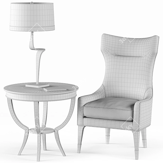 Gina Wing Chair, Thad Table Lamp, Scheffield End Table 3D model image 3