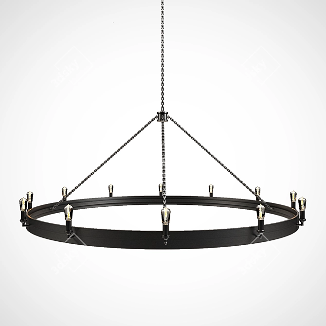 Elegant RH Round Chandelier 3D model image 2