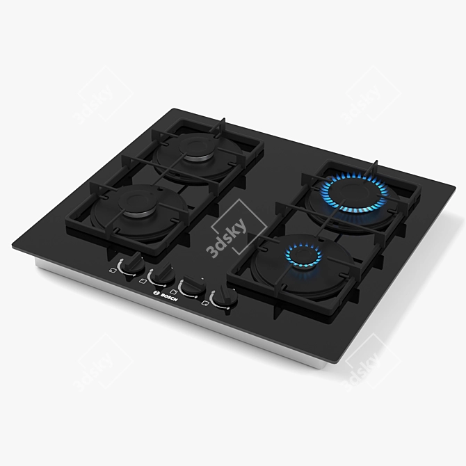 BOSCH Serie 4 Gas Hob: Efficient & Stylish 3D model image 1