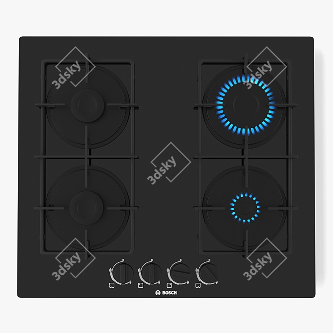 BOSCH Serie 4 Gas Hob: Efficient & Stylish 3D model image 2