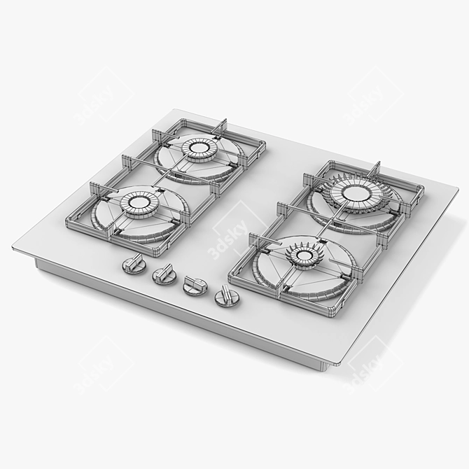 BOSCH Serie 4 Gas Hob: Efficient & Stylish 3D model image 3