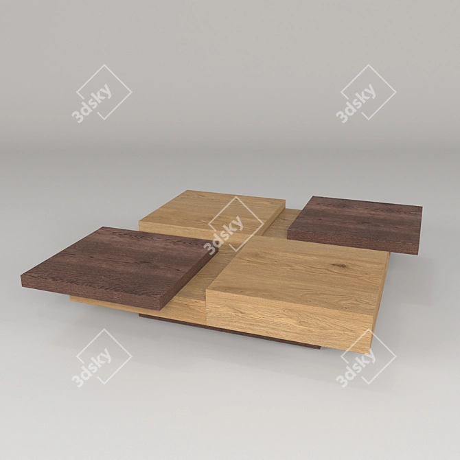 Elegant Oak Cocktail Table 3D model image 2