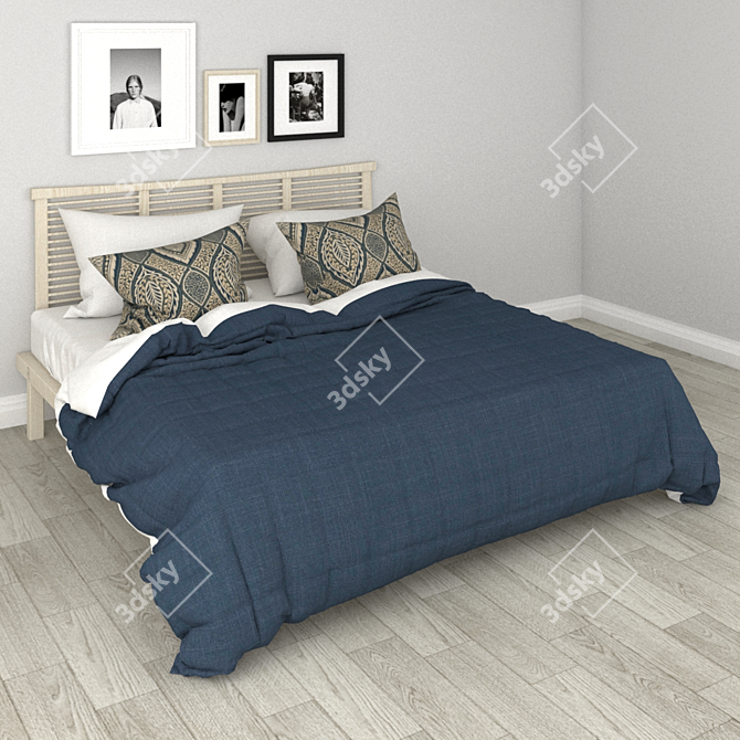 Artistic Wooden Bed 3D model image 1