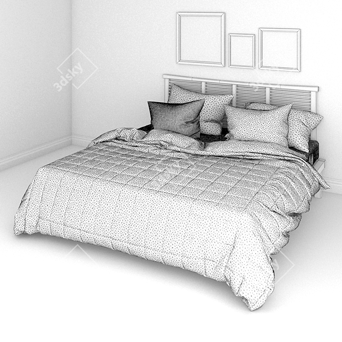 Artistic Wooden Bed 3D model image 3