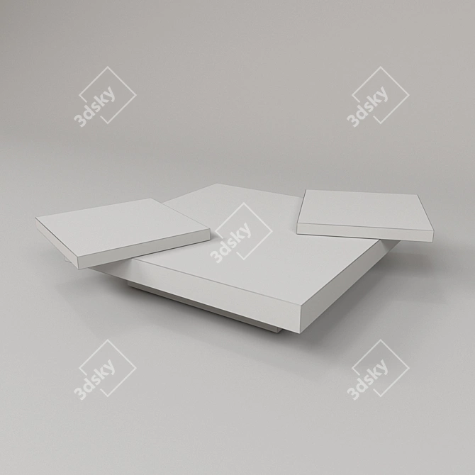 Modern Square Cocktail Table with Sliding and Rotating Trays 3D model image 3