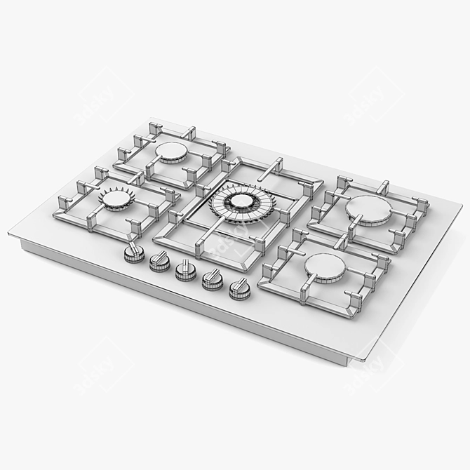 Title: BOSCH Serie 6 Gas Hob - 75 cm 3D model image 3