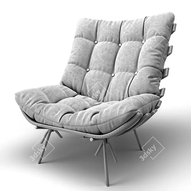 Modern Ribbed Armchair 3D model image 3