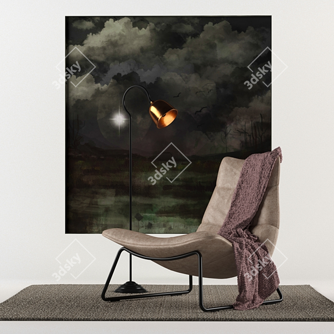 Elegant Leather Chair Set 3D model image 1