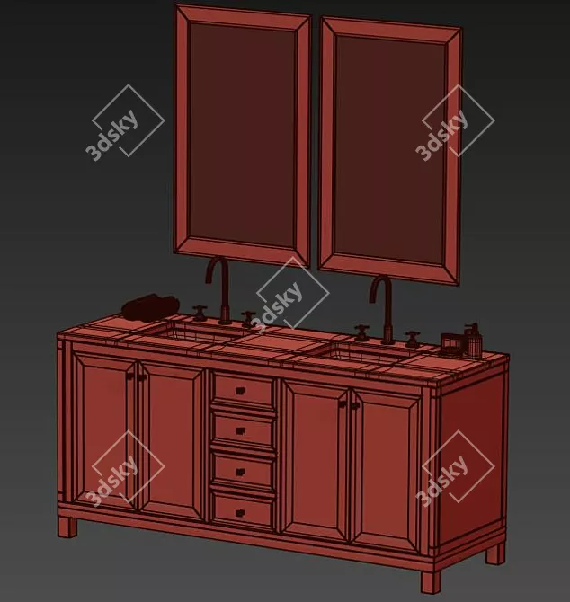 Chicago 72" Double Vanity by James Martin Vanities 3D model image 2