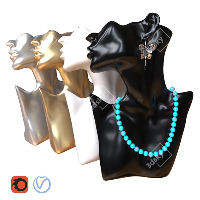 Exquisite Resin Jewelry Display 3D model image 1