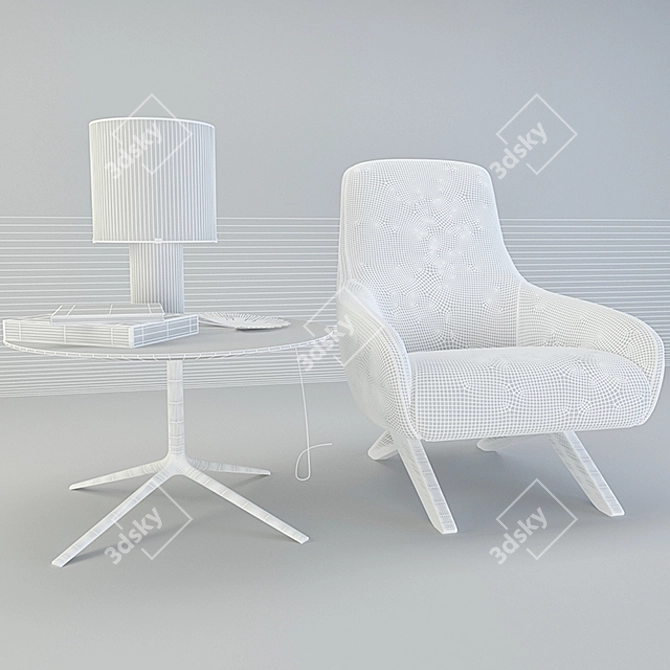 Title: Poliform MONDRIAN Marlon Armchair & Coffee Table Set 3D model image 3