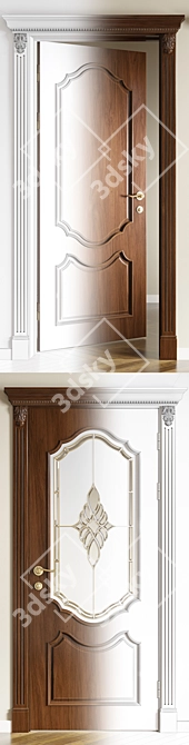 Title: Classic Style Single Door 3D model image 2